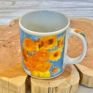 Cafe Arts Vincent Van Gogh Sunflower Mug with Blue Background